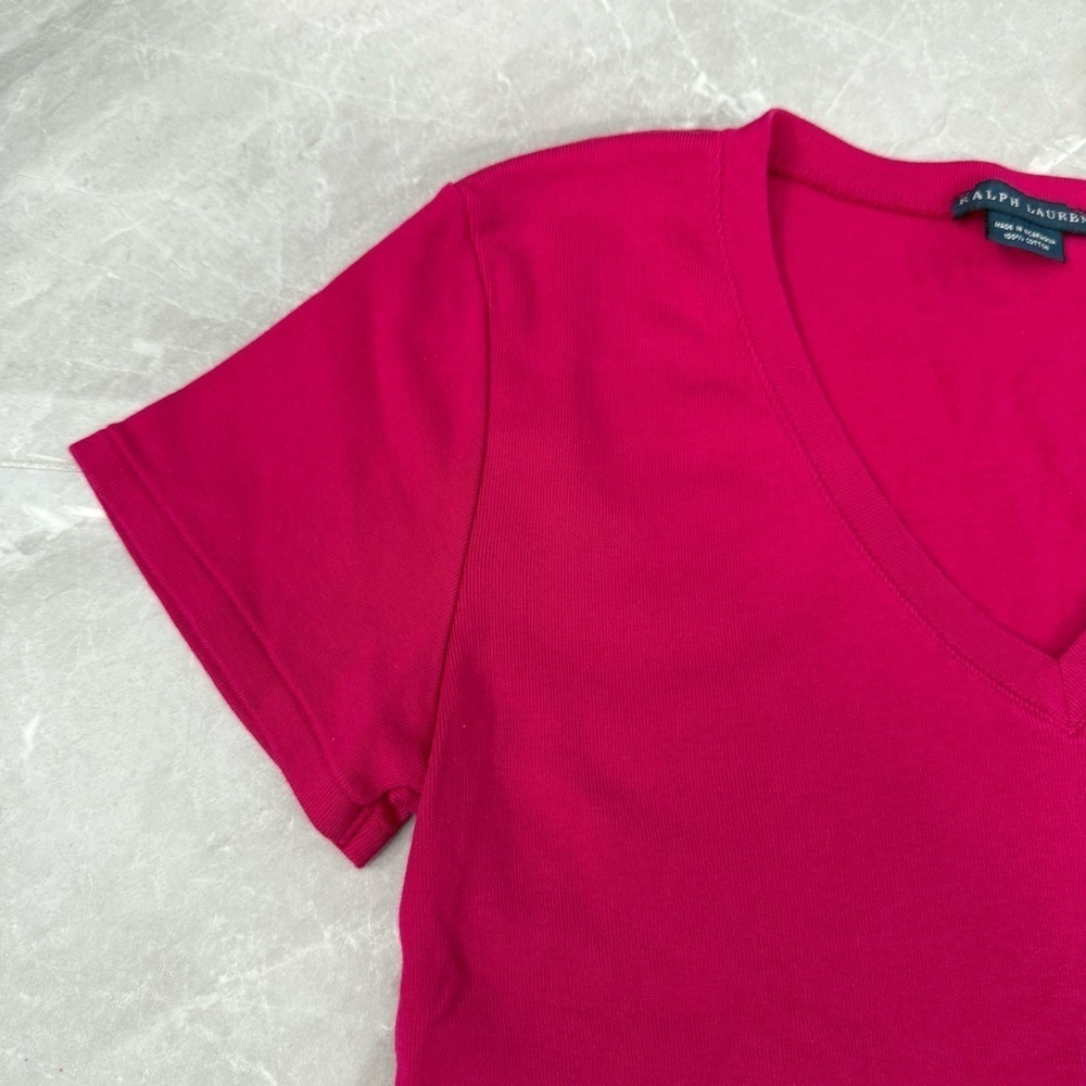 Women’s Ralph Lauren V-Neck Short Sleeve Shirt 100% Cotton Large - Picture 6 of 14